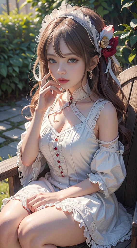 (Highest quality,4K,8K,High resolution,masterpiece:1.2),Ultra-detailed,(Realist,PhotoRealista,PhotoRealista:1.37),Sports Late,science,Stylish image of woman in white and red Lolita dress, Gwaiz, High Quality 8K Detail Art, Gwise-inspired artwork, CGSTATION Trends, Gwaites on Art Station Pixiv, Gweiz by Pixiv Art Station, グワイズのmasterpiece, Anime Goddess, 2. 5d cgi anime fantasy artwork