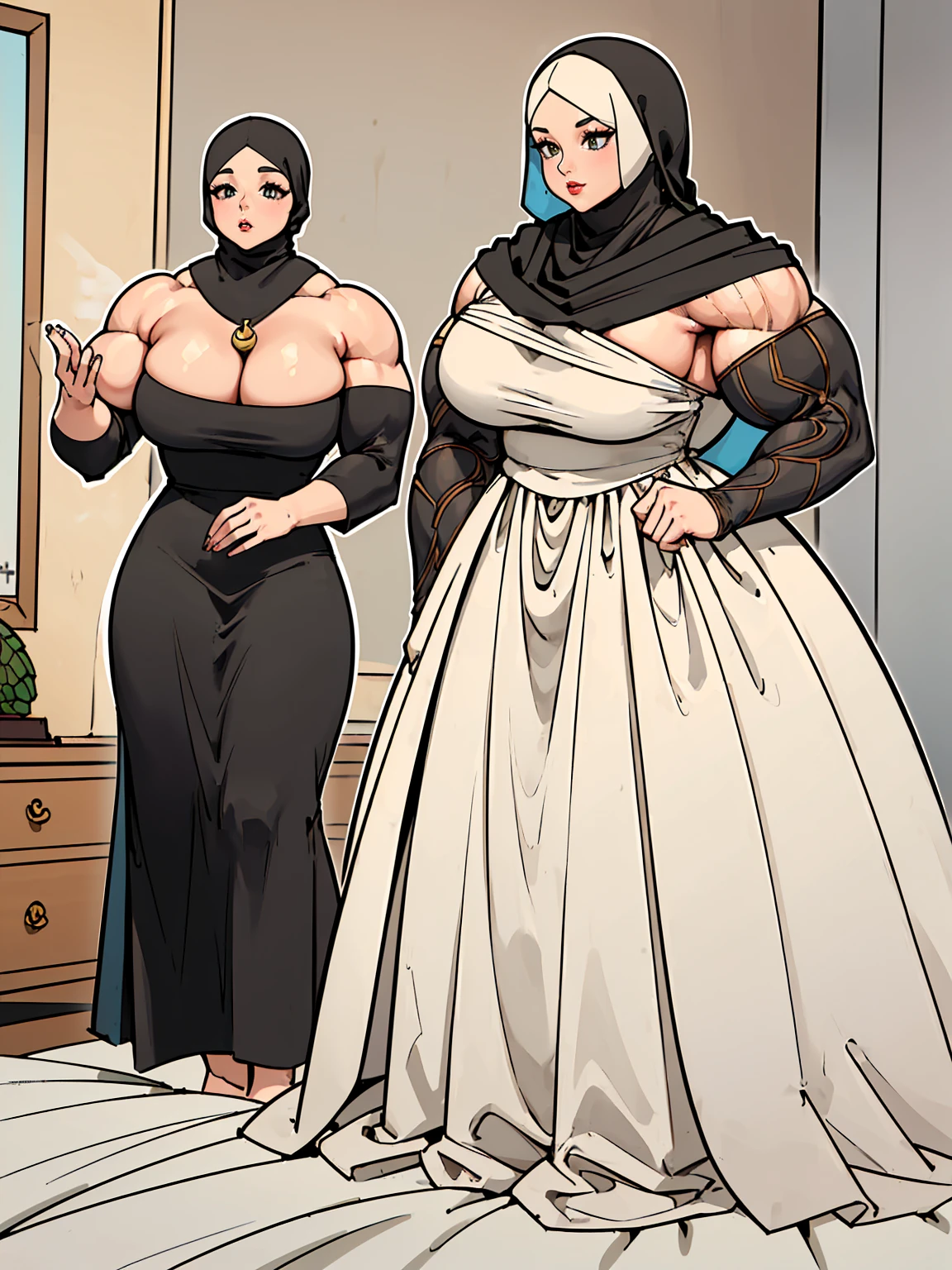 (ma(masterpiece), THICK OUTLINES; best quality, expressive eyes, perfect face, milf, extremely detailed, 70 years old, hijab, high heels, hijab, long dress, turtle neck dress, muscular, bodybuilder, adult, fat lips, fat lips, fat lips, fat lips, fat lips, botox lips, detailed background, perfect hands, hijab, long dress, turtle neck dress, perfect hands, hijab, long dress, turtle neck dress, perfect hands, hijab, long dress, turtle neck dress, perfect hands, adult, botox lips, detailed background, walking at the street, botox lips, detailed background, perfect hands, hijab, long dress, turtle neck dress, perfect hands, hijab, long dress, turtle neck dress, perfect hands, hijab, long dress, turtle neck dress, perfect hands, adult, botox lips, detailed background, bedroom, She lies on the bed, She lies on the bed, She lies on the bed, She lies on the bed, She lies on the bed, She lies on the bed, She lies on the bed, She lies on the bed, She lies on the bed, She lies on the bed, She lies on the bed, She lies on the bed, She lies on the bed, She lies on the bed, perfect hands, perfect anatomy, perfect hands, perfect hands, perfect anatomy, perfect hands, perfect hands, perfect anatomy, perfect hands, vperfect hands, perfect anatomy, perfect hands, hyper muscle, body builder, bulky, slight muscle, hyper muscle, body builder, bulky, slight muscle, long face, edgy face, long and striking face, perfect hands, hijab, long dress, turtle neck dress, perfect hands, hijab, long dress, turtle neck dress, perfect hands, hijab, long dress, turtle neck dress, perfect hands, adult, botox lips, detailed background, walking at the street, botox lips, detailed background, perfect hands, hijab, long dress, turtle neck dress, perfect hands, hijab, long dress, turtle neck dress, perfect hands, hijab, long dress, turtle neck dress, perfect hands,