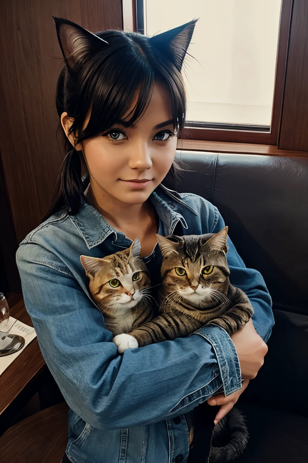 Cat with monster photo