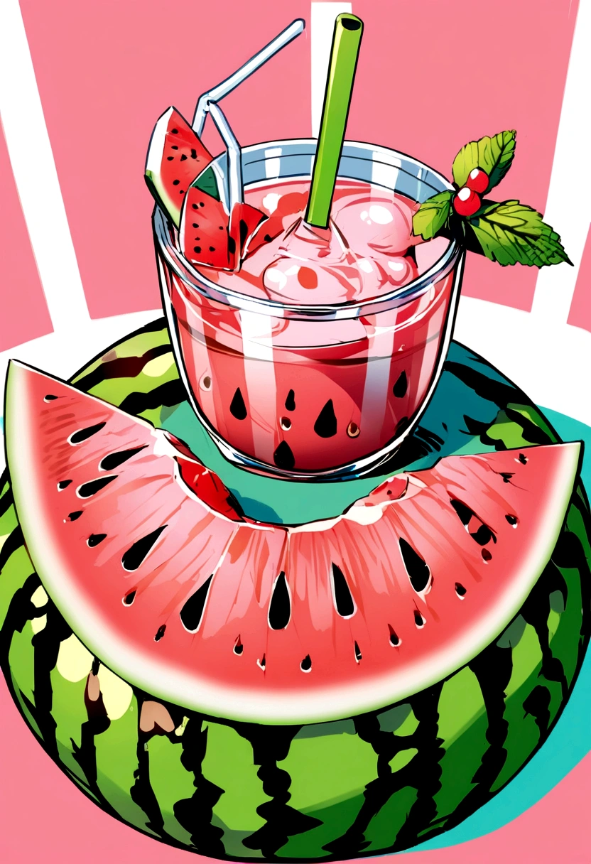 Stick a straw in a watermelon, watermelon drink