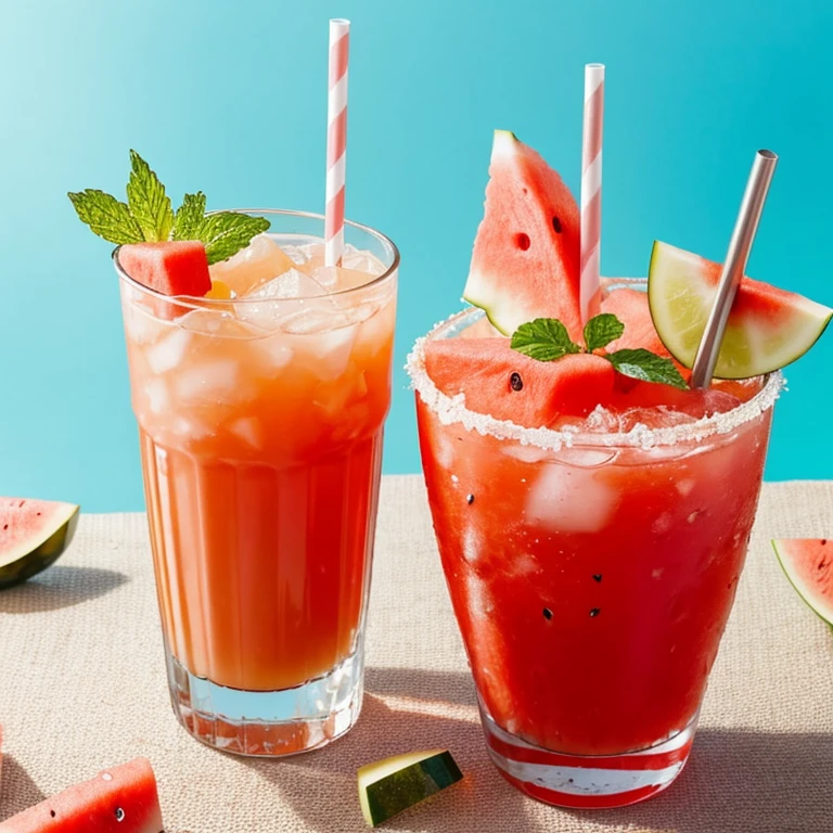 Stick a straw in a watermelon, watermelon drink