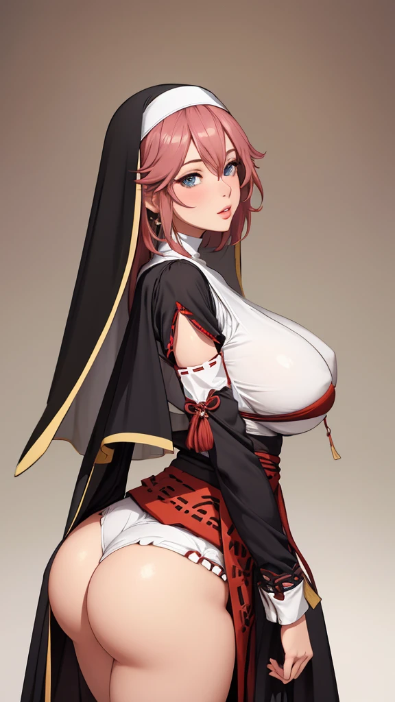 1girl, Yae Miko, detailed face, beautiful detailed eyes, beautiful detailed lips, extremely detailed, big breasts and big butt, small waist and sexy nun outfit intricate details, 4k, high resolution, best quality, breathtaking, ultra detailed, artbook, huge file size