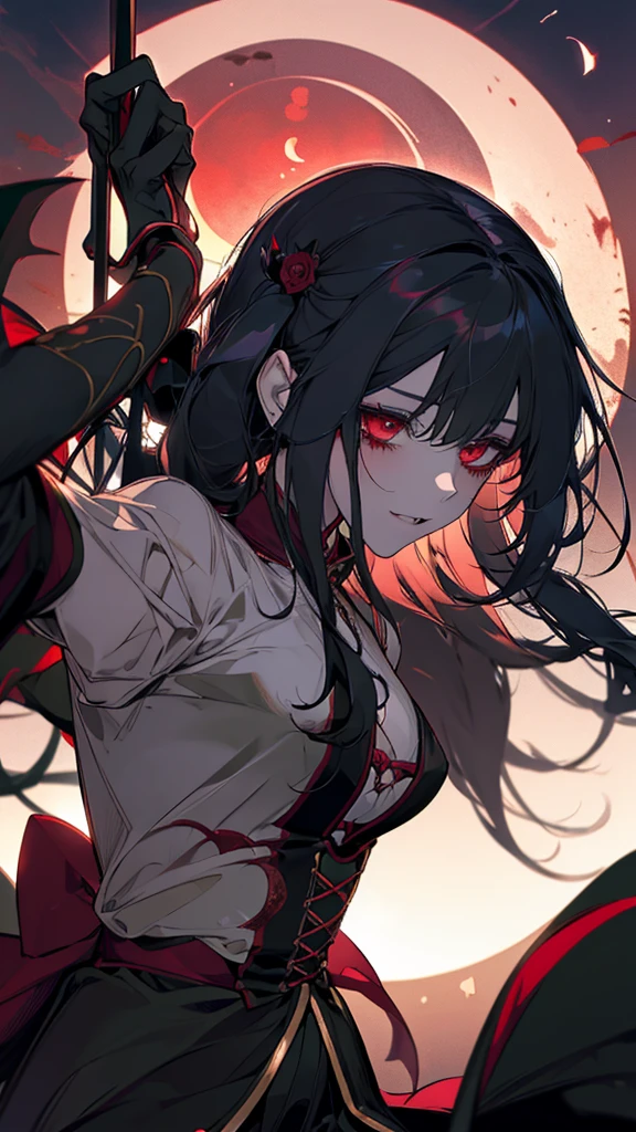 Bleeding on the face、Anime girl with a bat in her hand, Devil Anime Girl, vampireの少女, Devil Girl, Gothic Maiden Anime Girl, 怖いvampire, With eyes that glow red, ラソンブラ一族のvampire, Dark Vampire, アニメのvampire, Succubus | Medieval, beautiful Succubus, Succubus, vampire, 女性のvampire, Dark devil dancer