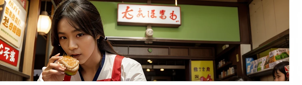 The character Hu Tao from Genshin Impact is eating McDonald&#39;s