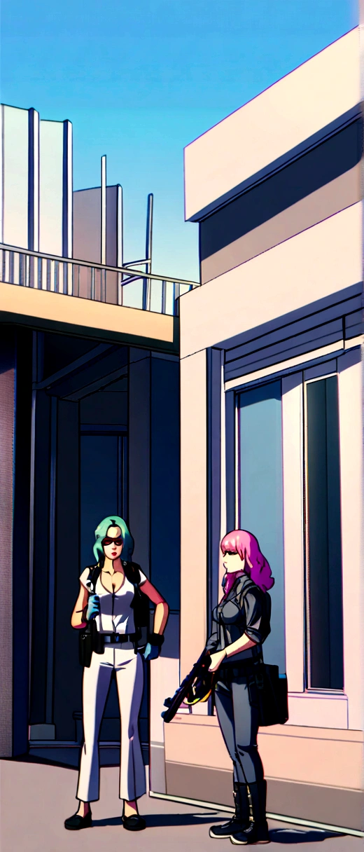 (4 girls) (vice city)(penthouse location) (action, preparing weapons and stealth equipment) (bank robbery)