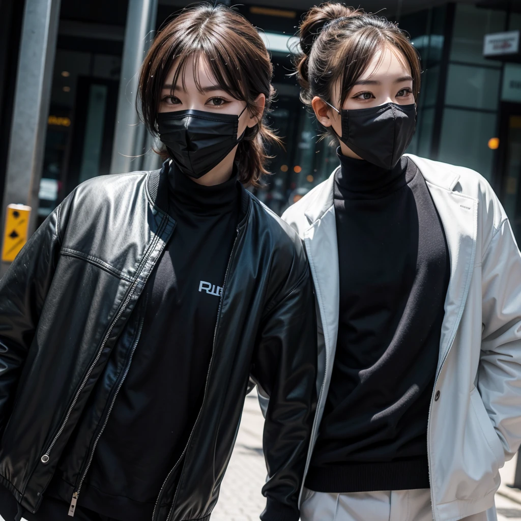 Character with stylish clothes and mask 