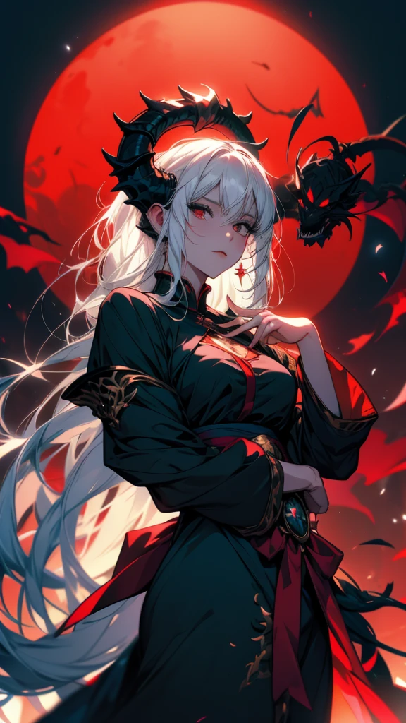 Anime girl with white hair and black clothes holding a demon, artwork in the style of Gwaiz, Jan J, Dark devil dancer, artstation pixivでトレンド, Gwaiz on artstation pixiv, Devil Anime Girl, Gwaiz on pixiv artstation, Dragon Girl, Gwaiz, the Dragon Girl portrait, Anime Monster Girl
