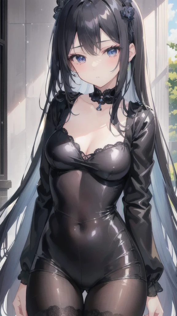 Anime girl in black latex posing in front of a building, Attractive anime girl, Wear黑色连衣裙的动漫女孩, beautiful alluring Anime woman, Gothic girl anime girl, Wear漂亮裙子的可爱动漫女孩, beautiful Anime woman, Charming anime girl, Smooth anime CG art, long hair anime girl, Beautiful anime girl, Wear, Anime woman