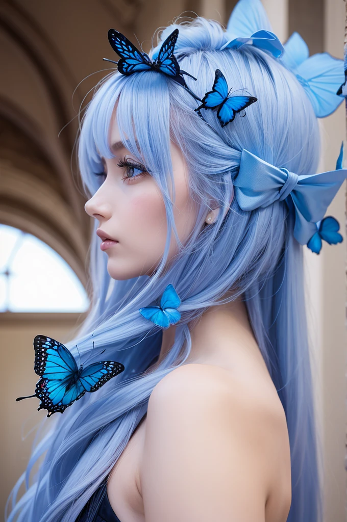 Fleur de Lis symbol and blue butterfly 