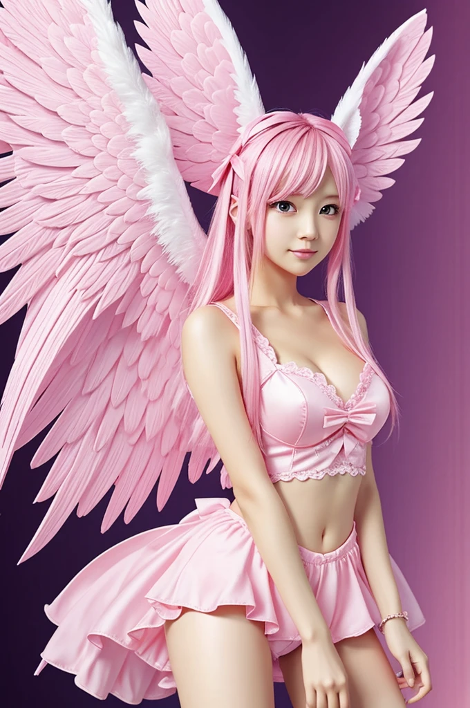 Pink rabbit with angel wings 2d anime