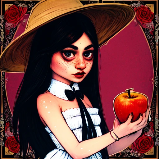 beautiful princess, highly detailed, brushstrokes, girl in wide brimmed hat strapless dress, red, black, white, long black hair, bangs, unibrow, thick eyebrows, freckles, big nose, aquiline nose, hairband, dress, stripes, big ears, girl, rosy cheeks, red lips,girl eating apple in field of roses, red, black, white, long black hair, bangs, unibrow, thick eyebrows, freckles, big nose, aquiline nose, hairband, dress, stripes, big ears, girl, rosy cheeks, red lips,stallintheunicow
origami style in the style of esao andrews,esao andrews style,esao andrews art,esao andrewsa painting of a girl gothic wednesday addams pale black hair two braids style of esao andrews, andrews esao artstyle, inspired by Esao Andrews, esao andrews ornate, by Esao Andrews, esao andrews, inspired by ESAO, by ESAO,  earley, shrubs and flowers esao andrews, benjamin lacombe, 1girl, bug in the style of esao andrews, esao andrews . paper art, pleated paper, folded, origami art, pleats, cut and fold, centered composition