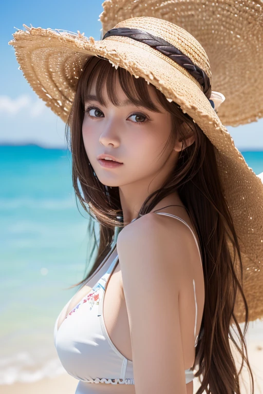 ((masterpiece, best quality:1.2), (absurdres, highres, ultra-detailed), (perfect anatomy),

Swimwear、Straw hat、Seaside、Anime drawings、girl、Brown hair、Long Hair、one piece、Fluffy rating: general, newest ,(8K, RAW photo:1.2), detailed face and eyes,intricate detail ,masterpiece ,sharp focus, high quality,BREAK