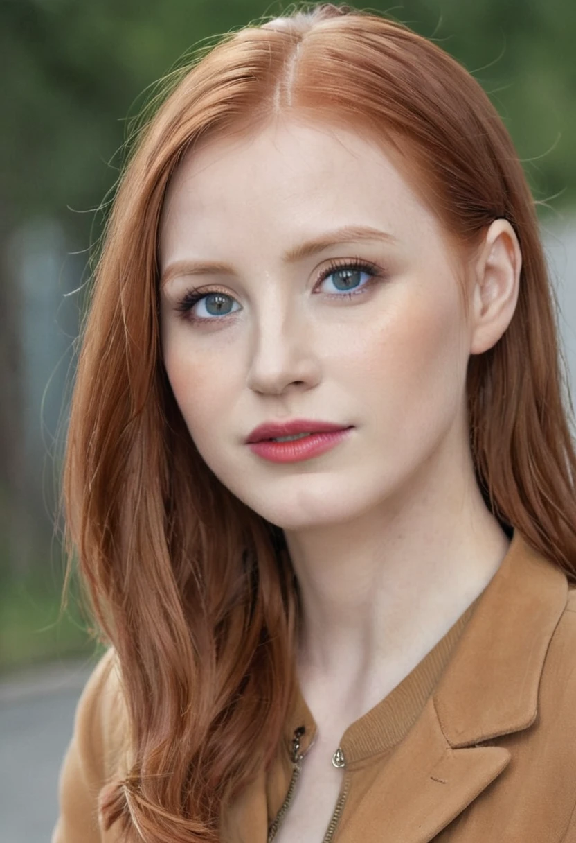 a close up of a woman with red hair and a brown jacket, red hair and attractive features, flowing ginger hair, ginger hair, ginger hair with freckles, copper hair, redhead woman, a redheaded young woman, red head, yelena belova, she has long redorange hair, long glowing red hair, redhead girl, anna nikonova aka newmilky
