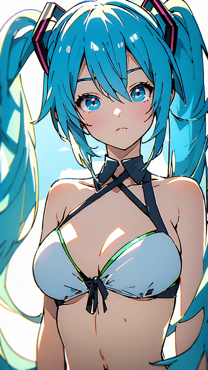 Hatsune Miku VOCALOID、Big Breasticro Bikini、beach、Highest quality、Highest quality、8K Illustration