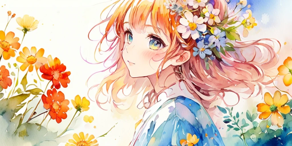 absurdres, highres, ultra detailed, (1girl:1.3), kawaii
BREAK
, watercolor style, soft blending, dreamy washes, delicate textures, Anime girl with flowers in her hair、Beautiful Animeの肖像画、Beautiful Anime、Beautiful Animeのアートワーク、Beautiful Animeの女の子、Beautiful Animeアート、Beautiful Animeスタイル、Anime girl profile、goddess of spring、Anime illustrations、柔らかいAnime illustrations、Beautiful Animeアートスタイル、Watercolor illustration style、Cute Anime Girlの肖像画、Anime Girl Portrait、Cute Anime Girl、Watercolor art style