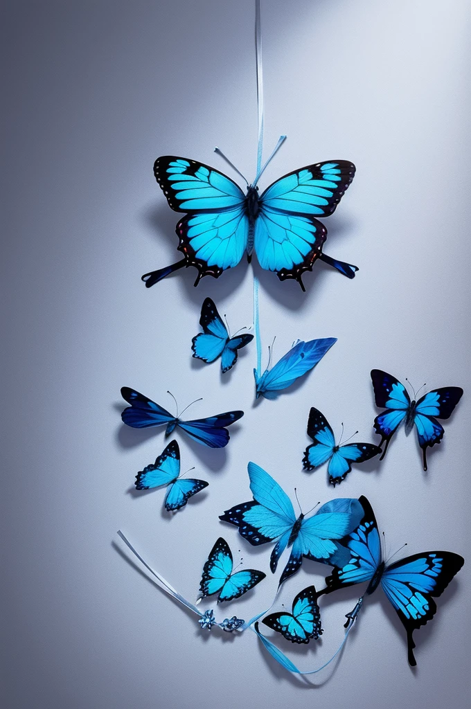 Silver Fleur de Lis Symbol Blue Butterfly