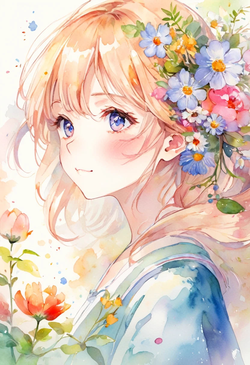 absurdres, highres, ultra detailed, (1girl:1.3), kawaii
BREAK
, watercolor style, soft blending, dreamy washes, delicate textures, Anime girl with flowers in her hair、Beautiful Animeの肖像画、Beautiful Anime、Beautiful Animeのアートワーク、Beautiful Animeの女の子、Beautiful Animeアート、Beautiful Animeスタイル、Anime girl profile、goddess of spring、Anime illustrations、柔らかいAnime illustrations、Beautiful Animeアートスタイル、Watercolor illustration style、Cute Anime Girlの肖像画、Anime Girl Portrait、Cute Anime Girl、Watercolor art style、