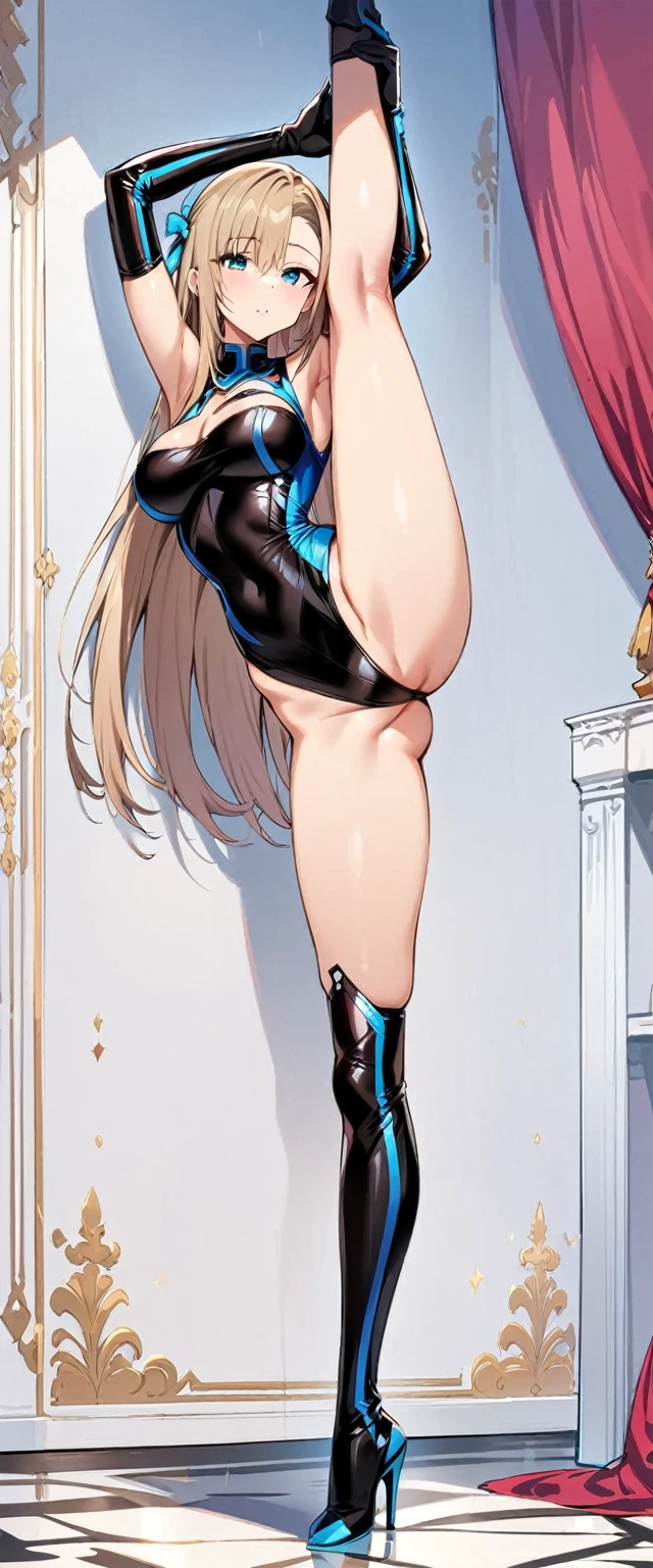 (masterpiece, Highest quality:1.2), One girl, alone,Are standing_Split,
Asuna, Cyber Latex Uniform, (Royal bedroom background, ),