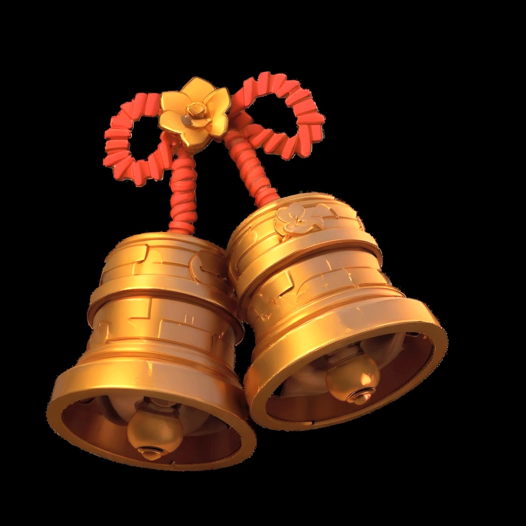 A pair of copper bells，3d，Ultra Detailed，HD，8K，Game Icon，3d，Ultra Detailed，HD，8K