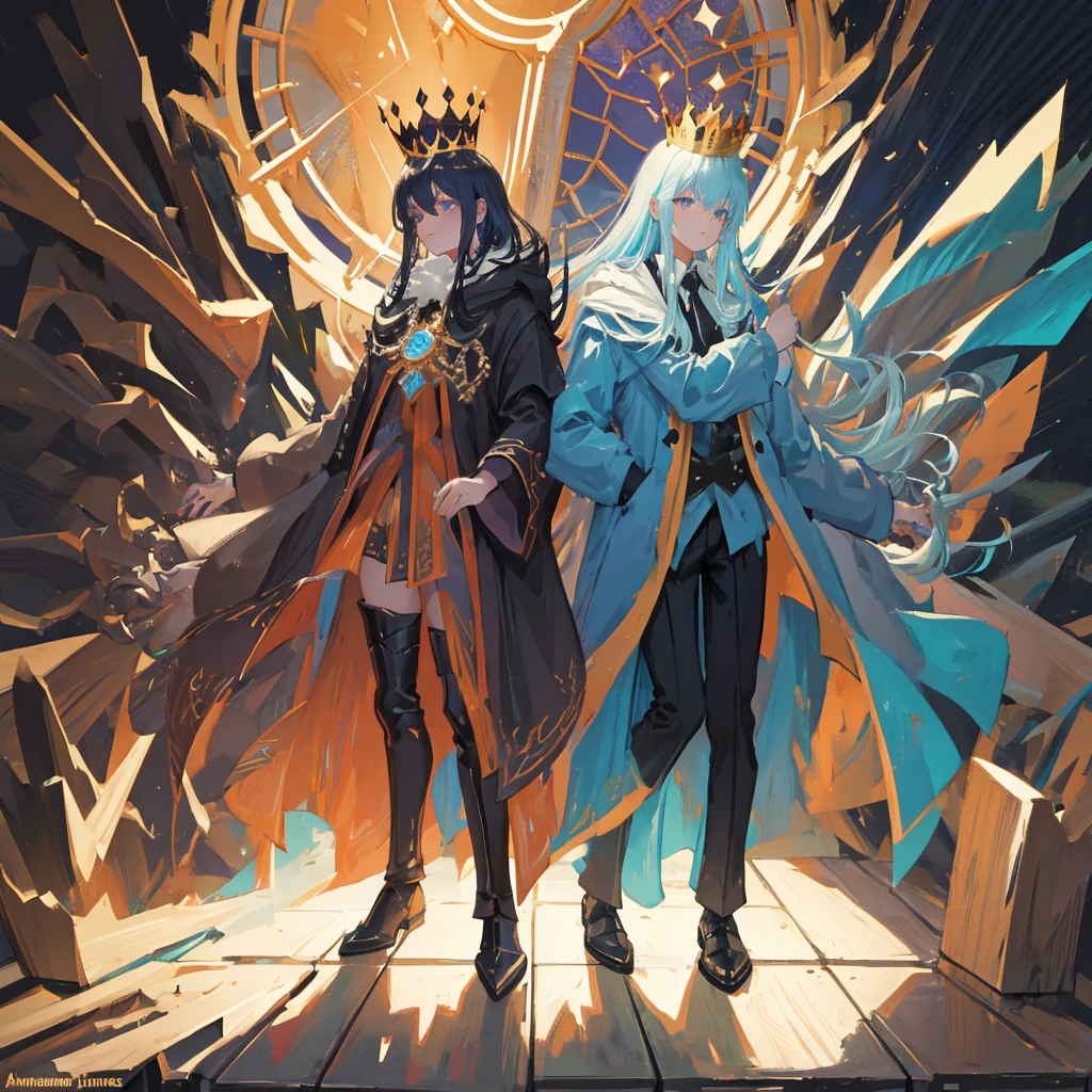 dark mage king with a crown, dark magic aura, monstruous king, magic crown, dark shrink background, tremendous malicious aura, dinamic art, full body art, action pose, full body pose