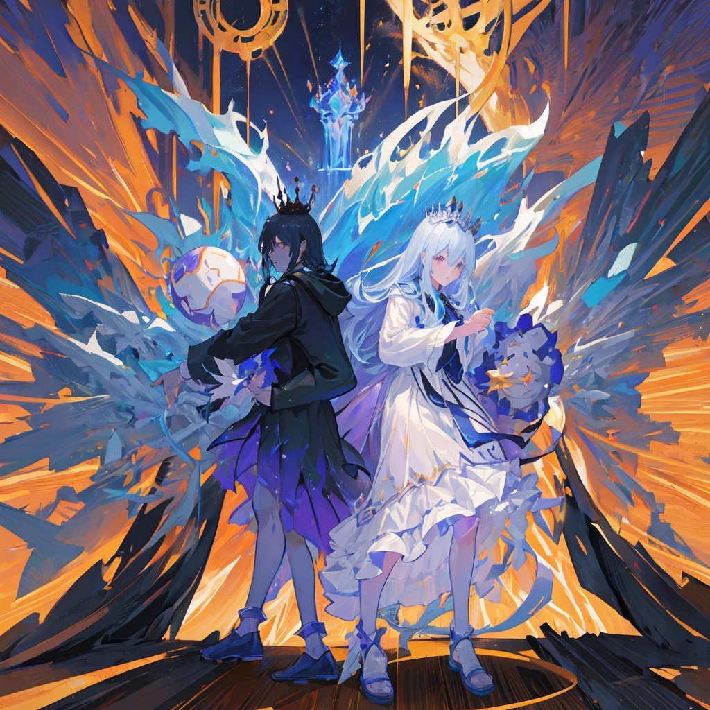 dark mage king with a crown, dark magic aura, monstruous king, magic crown, dark shrink background, tremendous malicious aura, dinamic art, full body art, action pose, full body pose