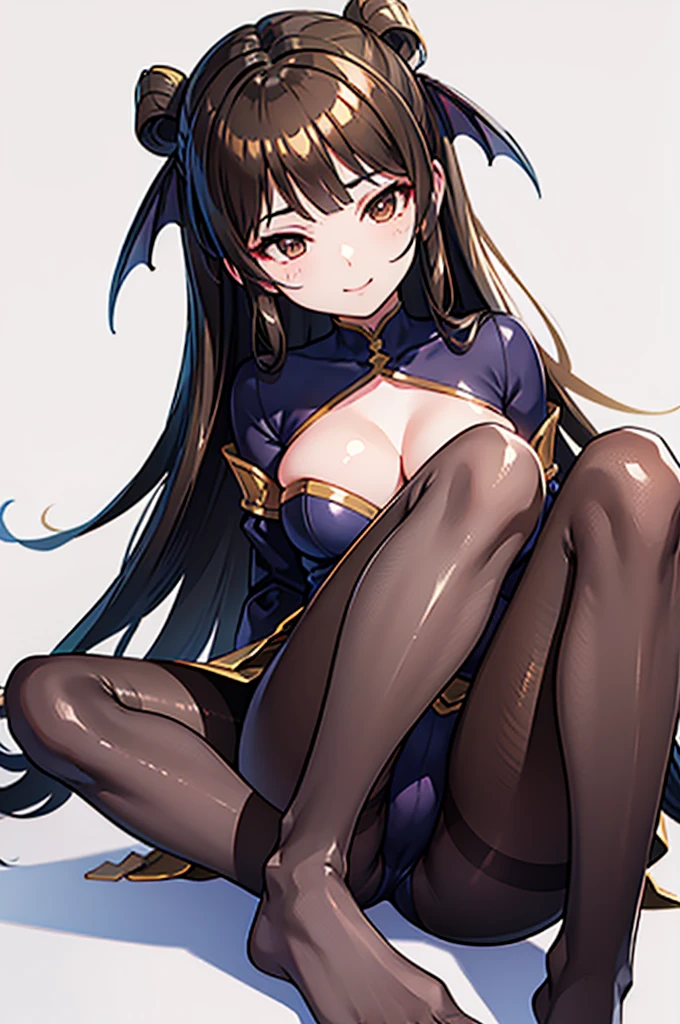 Highest quality Highest quality Draw a face carefully High-definition anime-style face Super Glowing Skin Brown leotard Golden pantyhose Succubus lure smile Show the soles of your feet Feet close up