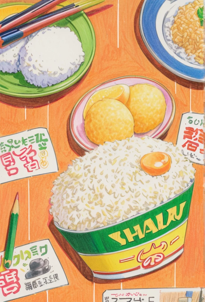 Alpaca holding rice ball 、art,advertisement,Colored pencil drawing,Comic Collage