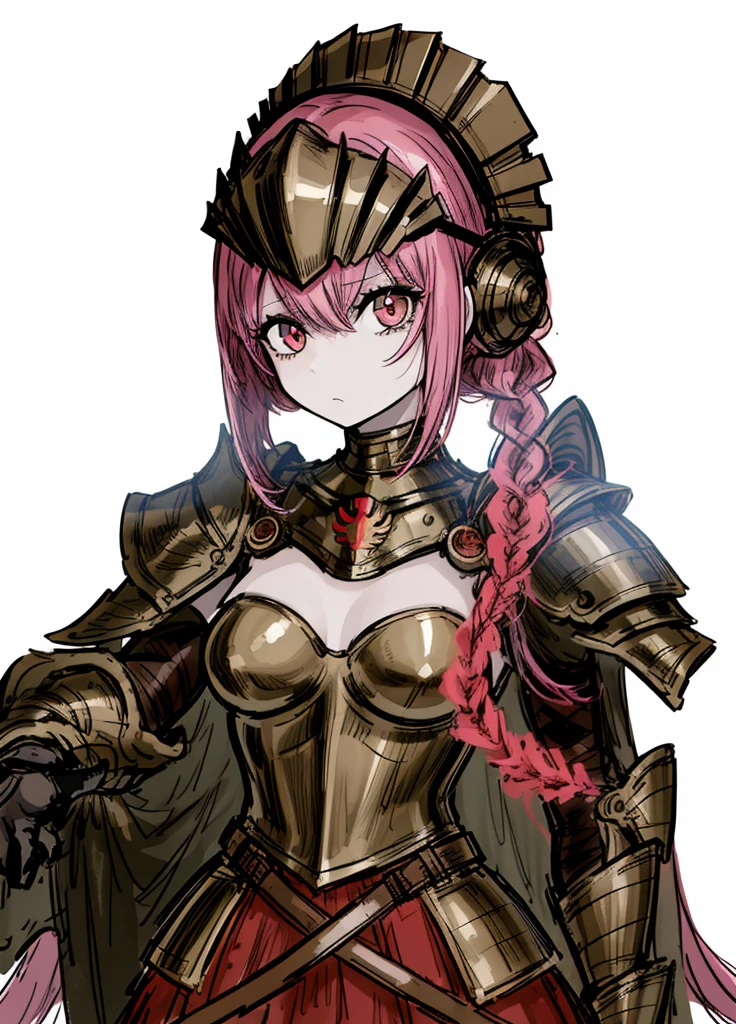 1girl, pale skin, soldier, bronze armor, nice clothes, (high resolution, high detail, best quality), 
black background, 