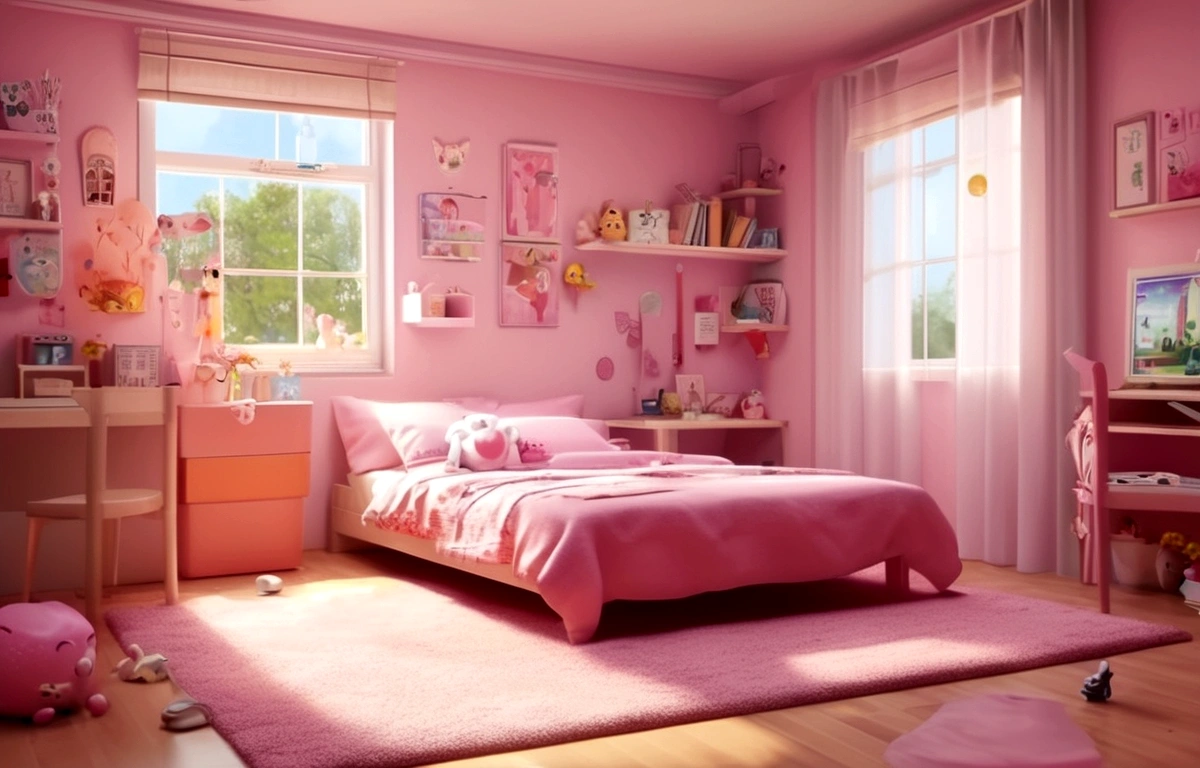 A poster,banner;1Little girl lying on the floor,Sweaty face,Wear ballet costumes,your feet,Happy expression,Looking at the dancing shoes in front of me,Long hair;Composition:The character is on the right,Light pink background,Pink ribbon for atmosphere decoration;3DAnimation海报,皮克斯3DAnimation风格,Pixar Renderman Rendering,Maya 8K,Animation,disney pixar 3d style,indoor,迪士尼皮克斯Animation海报;The content is simple,Simple style。