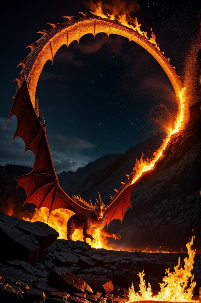 Dragon spitting lava 