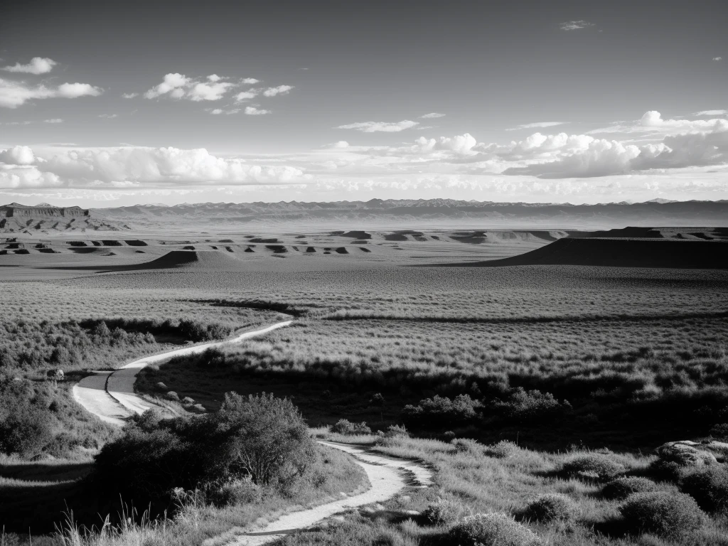 Black and white photo lion nature wide plateau mountain in the background