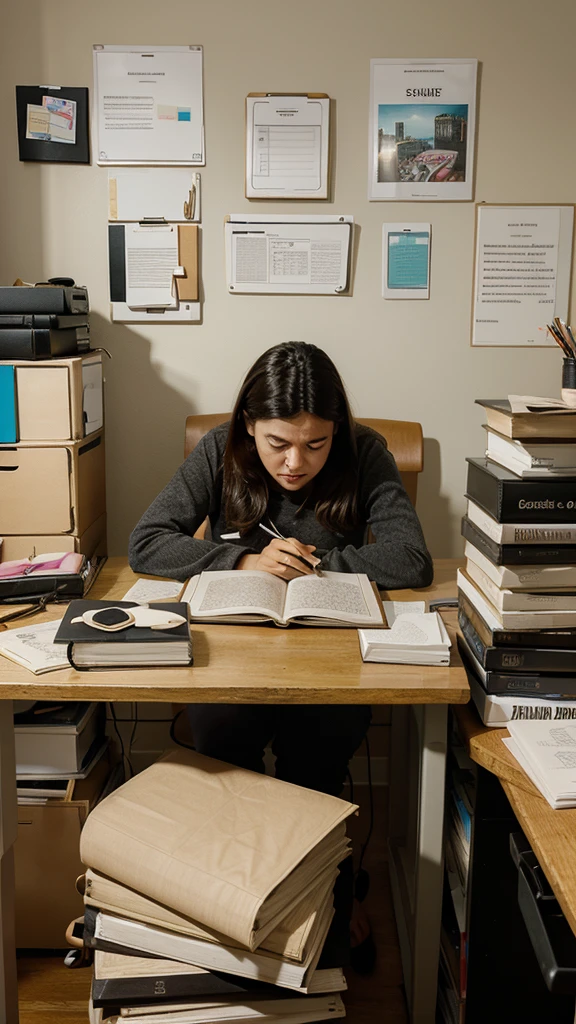 Create an image of an overwhelmed person with piles of work on their desk and the text 'Toxic Productivity': The obsession with always being busy.