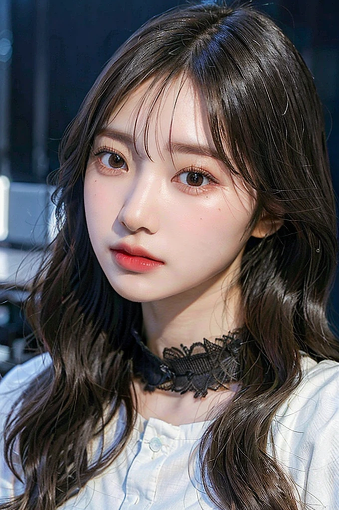 high-level image quality、hightquality、20 year old Korean girl photo, raw, Beautiful woman, (Extra long wavy blonde hair), ((Portrait)), ((Detailed face:1.2)), ((A detailed face、Characterized by fine skin), pale skin, , (cold color), moist, moist, reflector stay piece) (perfectly proportions)(photos realistic)(Best Quality) photographed in a Canon EOS R5, 50mm Lens,(8K), Focus on the face、facial close-up、only face、The upper part of the body、very long upper eyelashes、Very long lower eyelashes、Detailed lashes、Curled eyelashes、eyelash perm、Beautiful lashes, Glamorous makeup、Natural eyes、Oku Duplex、very beautiful eyelashes