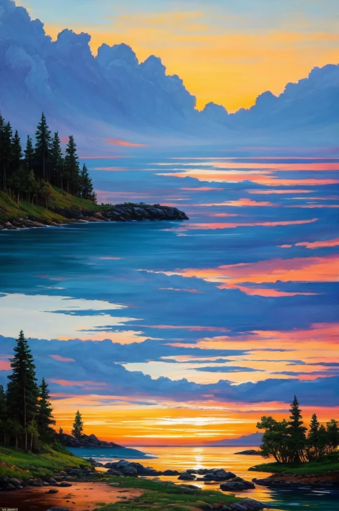 a painting of a sunset scene with ships in the water, painted by andreas rocha, by Bertalan Karlovszky, by Aleksander Gine, by Andreas Rocha, by Fyodor Rokotov, by Konstantin Savitsky, by Alexey Venetsianov, by Yang J, by Andrey Yefimovich Martynov