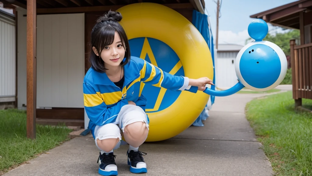 Please make a live-action version of Doraemon's characters.、high quality、high resolution、4K、Attention to detail、Nobita Nobi、Minamoto Shizuka、Giant、Suneo
