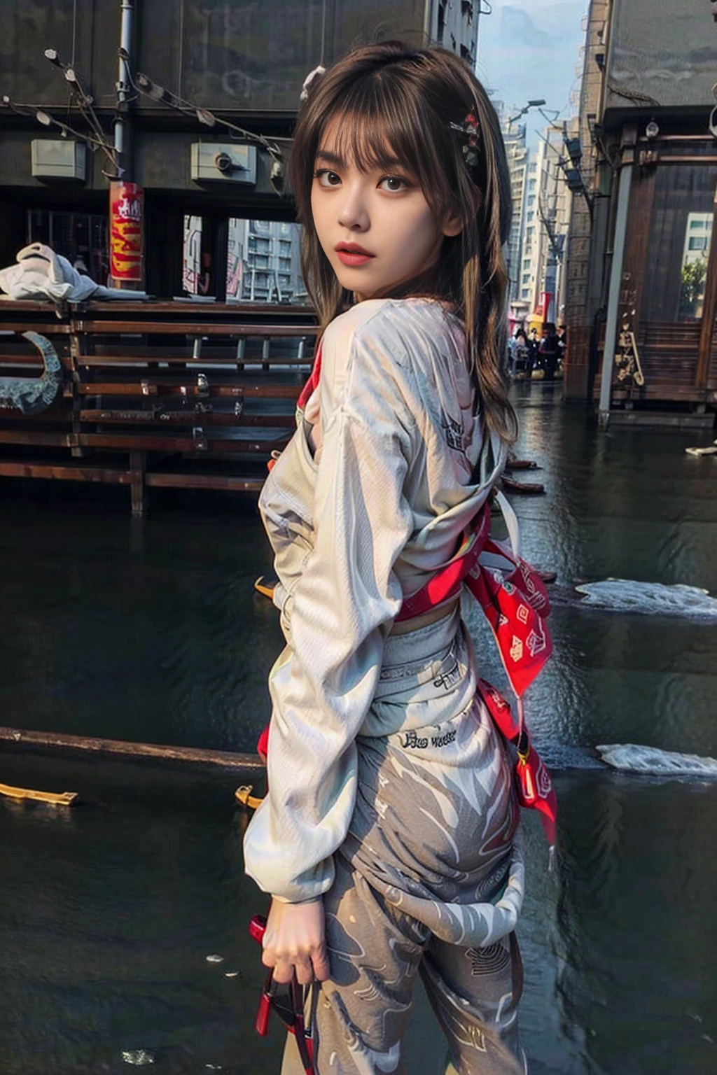 1 Female, 18-year-old、Japanese、Ultra detailed face、Detailed lips、Detailed eyes、double eyelid、(Black bob hair、Walk down the aisle with a displeased look on your face)、(Glamorous Body)、(Huge boobs)、(Street fashion:1,2),Thighs Thighs Thighs Thighs, Butt、もっとButtをみせる、Exactly, Perfect Image Realism, background: (Shibuya City:1.2), Cowboy Shot, 詳細なbackground, Detailed costume, Perfect lighting、Hyperrealism、(Photorealistic:1.4)、Maximum resolution 8K, (masterpiece), Very detailed, Professional, Ass facing camera, West Shot, Back view