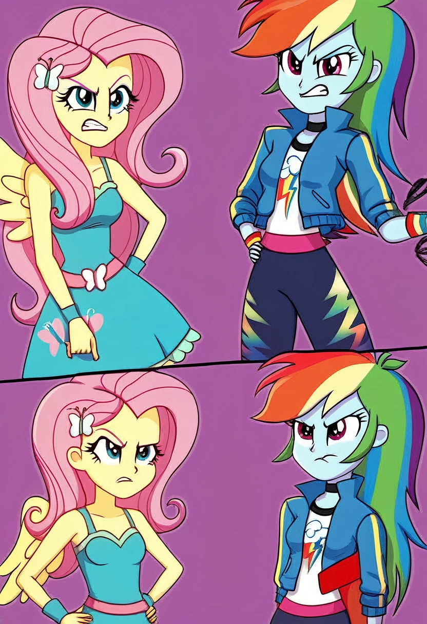 Eqg rainbow dash angry kiss  fluttershy  bodystocking 