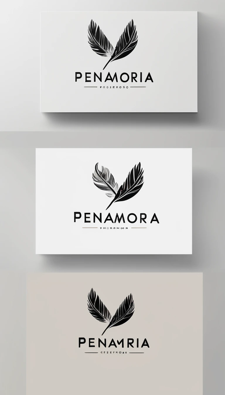 A minimal, modern, simple, cinematic logo design for the brand “Penamemoria". Create a modern, minimalistic, high-quality, logo of a feather-bird
