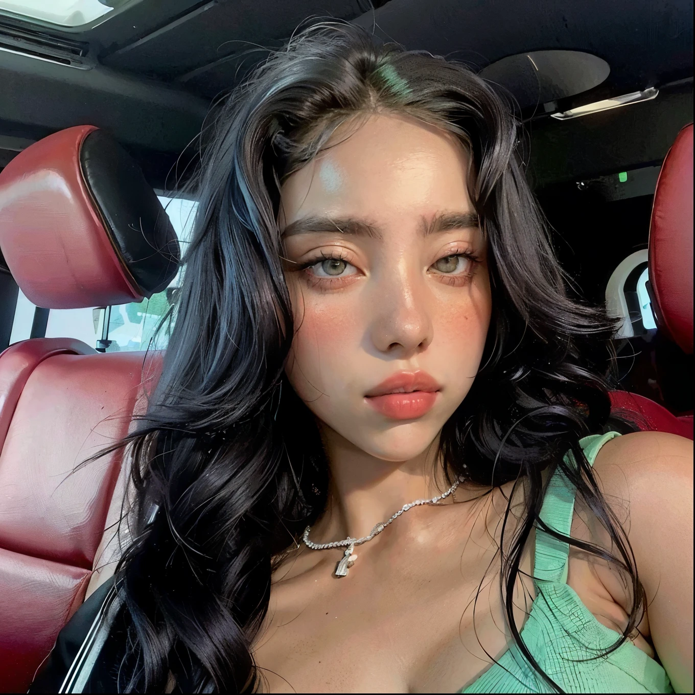Billie eilish, Mermaid eyes, rosto angelical, latina, very curly hair