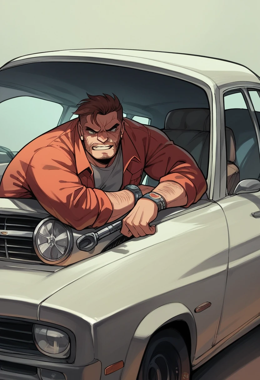 a dodge challenger srt car with kuromi drawing paint