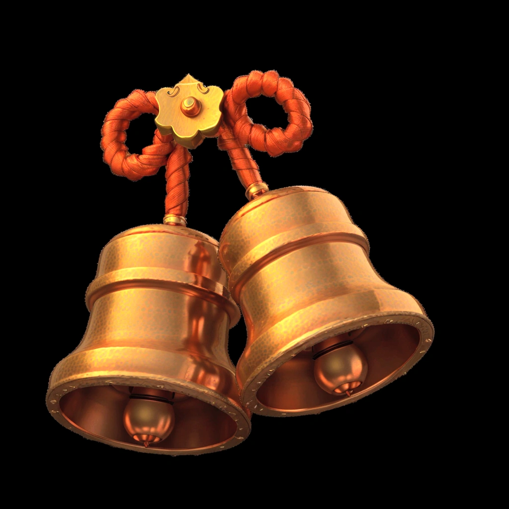 A pair of copper bells,3d,Ultra Detailed,HD,8K,Game Icon,3d,Ultra Detailed,HD,8K