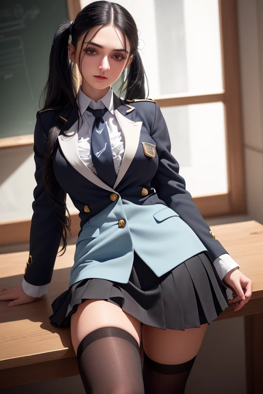 tokisaki kurumi
sobu high
cosplay,
, blazer, collared shirt, neck ribbon, pleated skirt, pantyhose, hair rings, loafers,
hair over one eye, low twintails,, ((Bare shoulders)), ((Full breasts)), ((The skirt is short)), ((Sexy legs)), ((knee shot)), ((Standing, Elegant posture)), 1girl,独奏, 1girl, Cute Girl, Beauty, Practical, Fashion Girl, Red lips, Mature women, Exquisite makeup, big eyes, beautiful, (best quality, masterpiece:1.2), Extremely detailed, (Practical:1.37), ((Random Scenes, Random shooting angle)), ((Sexy long legs)), Young and energetic, Charming model, (Exquisite eyes, Delicate lips), Show a bright smile, Create stunning girl images, warm color, Extremely saturated colors, Official Art, Extremely detailed的 CG, Unity 8K wallpaper, (High Dynamic Range :1.4), (Movie atmosphere),(Soft colors), (Natural skin texture, ultra-Practical, Soft Light, sharp),(Very detailed), night, moonlight