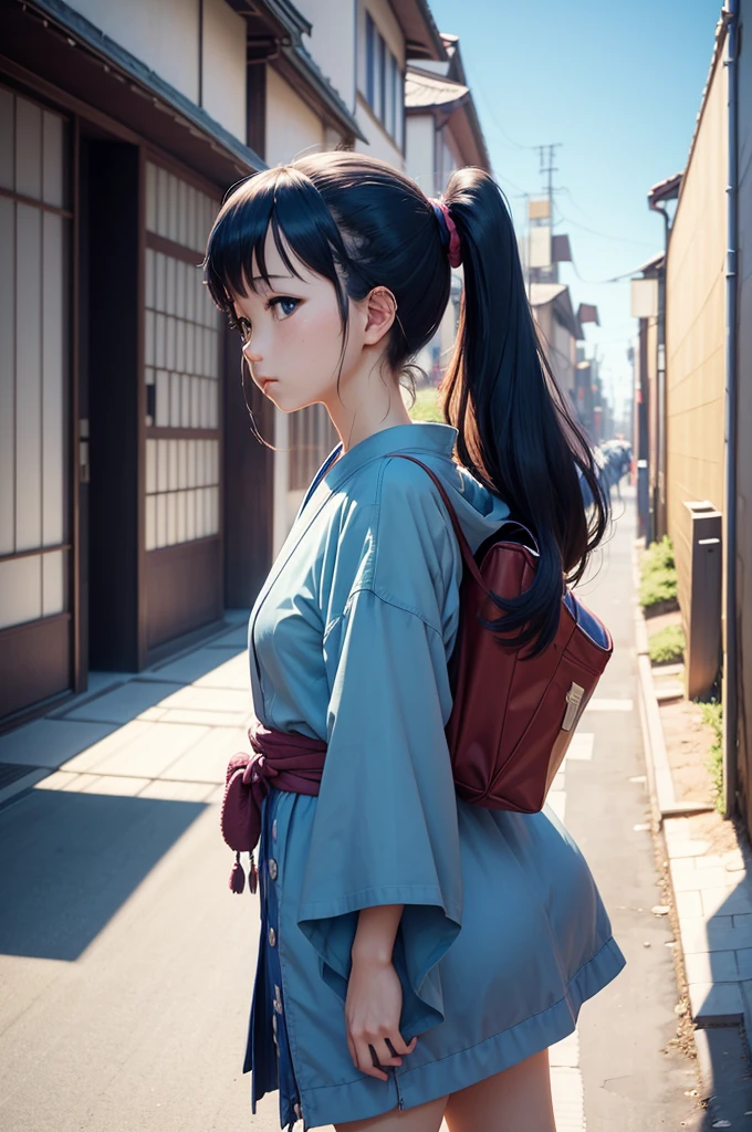 work of art, best qualityer, high resolution, Japanese blue sky lofi anime image