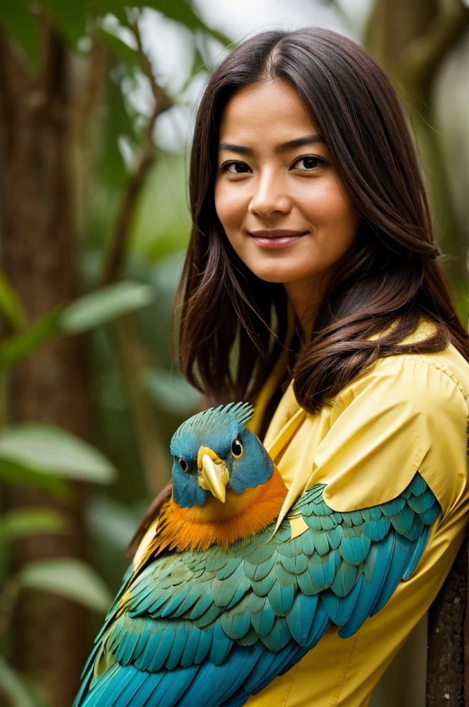 A lady with the face of a bird