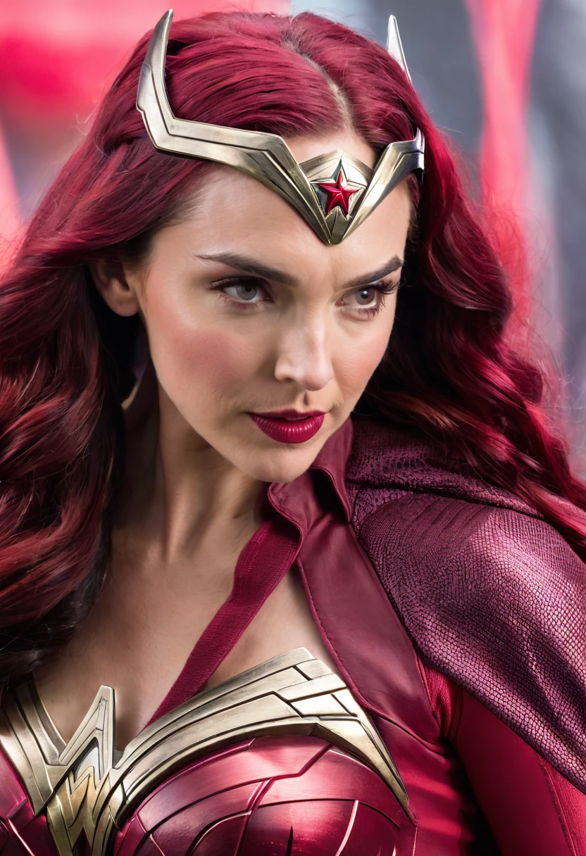 (((Extreme close-up GAL Gadot under the mantle of the Amazon warrior Wonder Woman Costume (((scarlet witch))),(((Diaema Wonder Woman Traje (((scarlet witch))),(((Diaema Wonder Woman)))