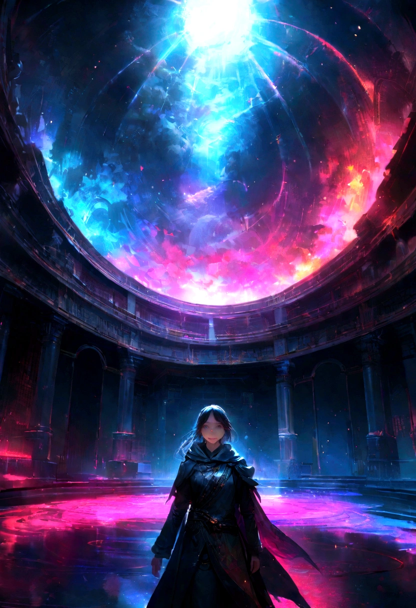 A person looks to the future with hope, a confident smile on their face. Sunlight floods the room, filling it with vibrant and vivid colors, contrasting with the previous darkness. The expression on the person's face is one of determination and optimism. The camera slowly pulls back, revealing the entire room now bathed in light and color, with a transformed atmosphere that symbolizes a new perspective full of possibilities and opportunities. The lighting is dramatic and cinematic, capturing the details of every aspect of the scene with photorealistic quality in 8k.