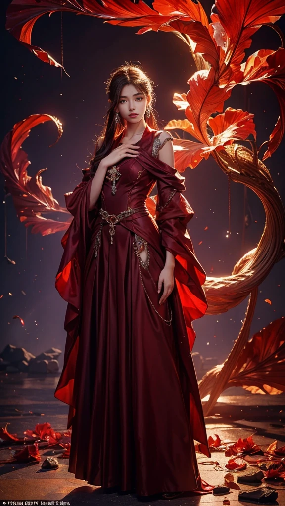 breathtaking 1girl, standing on shallow water, dark moonless sky background, dress hems floating gently on the surface of the water, glowing body, in dark, neon lamp gemshadow celestial maiden robe , masterpiece, award-winning, professional, highly detailed,