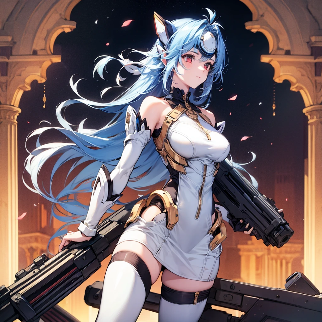 beautiful girl　Hold the Gatling Gun