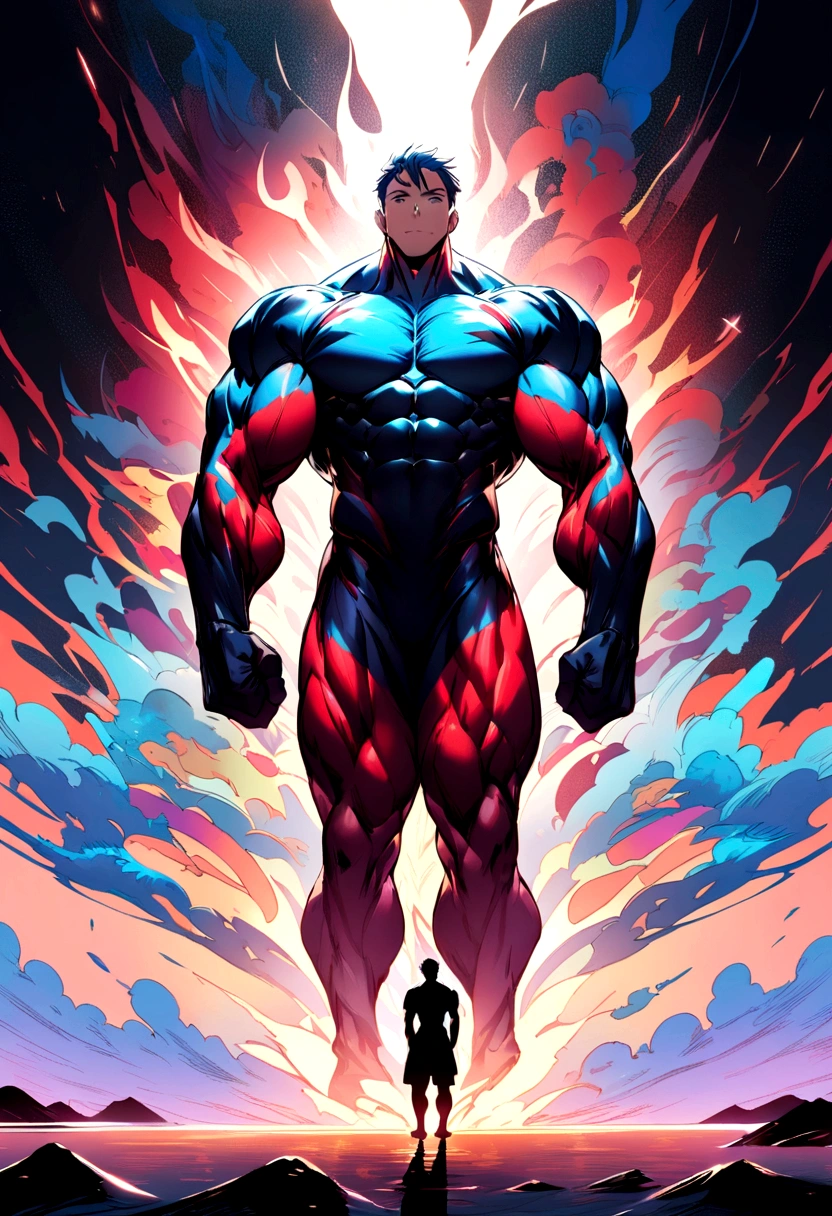 A captivating social media thumbnail showcasing a young, healthy-looking man who is nineteen years old. He is standing confidently with his arms folded, displaying an impressive muscle definition. A black chalkboard-style text indicates his weight, showing a transformation of 6 kg gained in just two months. The background is a vibrant mix of motivational colors, inspiring viewers to embrace their fitness journey.