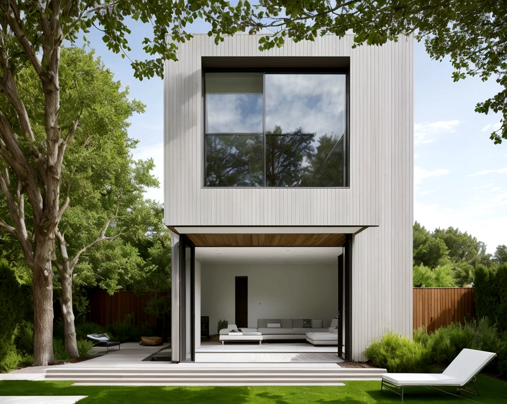 Modern minimalist architecture: The house will have a simple form, minimalist colors such as white, gray or natural wood. The clean lines are designed to create a feeling of neatness, modernity and harmony with the surrounding nature.
Windows and doors: Use many large windows to optimize natural brightness and the surrounding landscape. The entrance door will be designed to expand to connect the house with the outdoor space.
Garden and trees: Around the house there is a spacious garden, planted with trees to create shade and fresh air. Trees such as apple trees, orange trees, or green leaf trees can be used to add aesthetics and comfort to the space.
Simple and comfortable interior: Inside, the interior will be designed in a simple, modern style with natural materials such as wood and stone. Use simple but fully furnished furniture suitable for modern rural lifestyle.
Harmonious connection with nature: The house design will be optimized to make the most of the landscape and surrounding space, creating a harmonious and relaxing living environment., Photorealistic, 8k, ultra high res